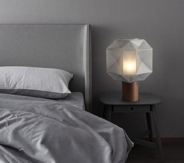 Cubo Artisanal Blown Glass Table Lamp with Smoky Finish and Metal Base