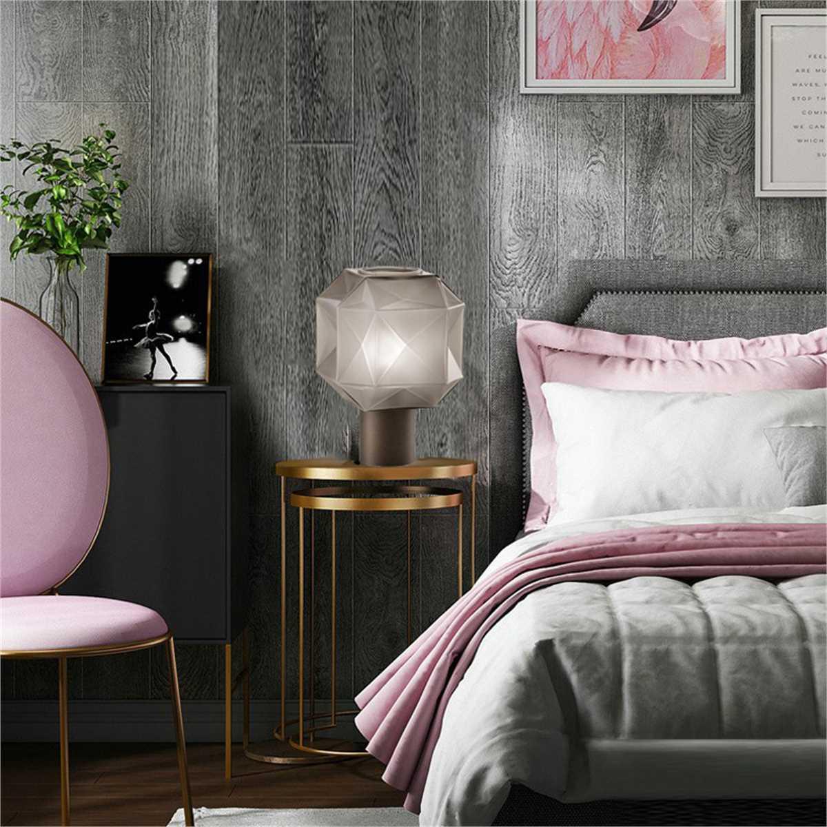 Cubo Artisanal Blown Glass Table Lamp with Smoky Finish and Metal Base