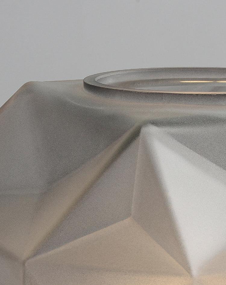 Cubo Artisanal Blown Glass Table Lamp with Smoky Finish and Metal Base