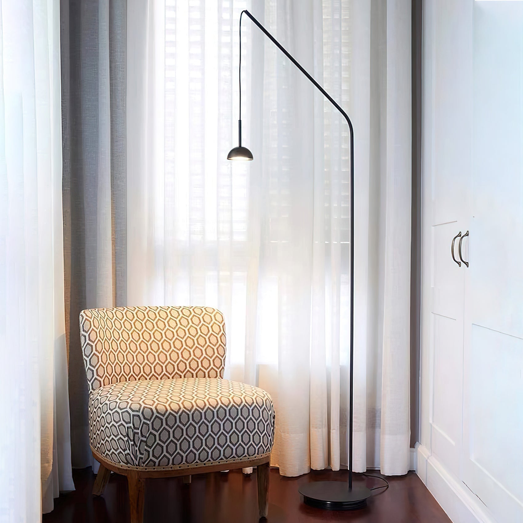 Cupolina Modern Dome Standing Floor Lamp with Minimalist Curved Black Metal Body