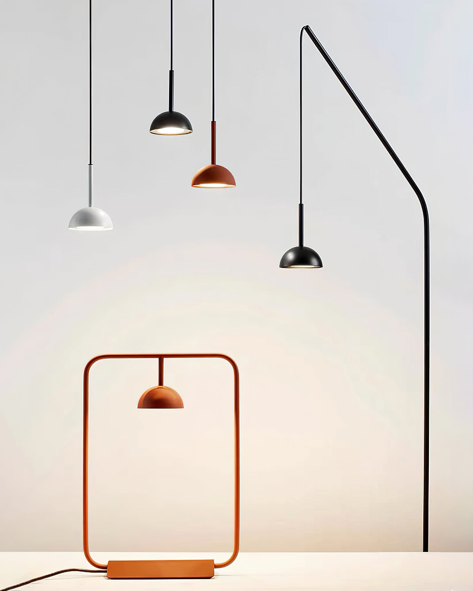 Cupolina Modern Dome Standing Floor Lamp with Minimalist Curved Black Metal Body