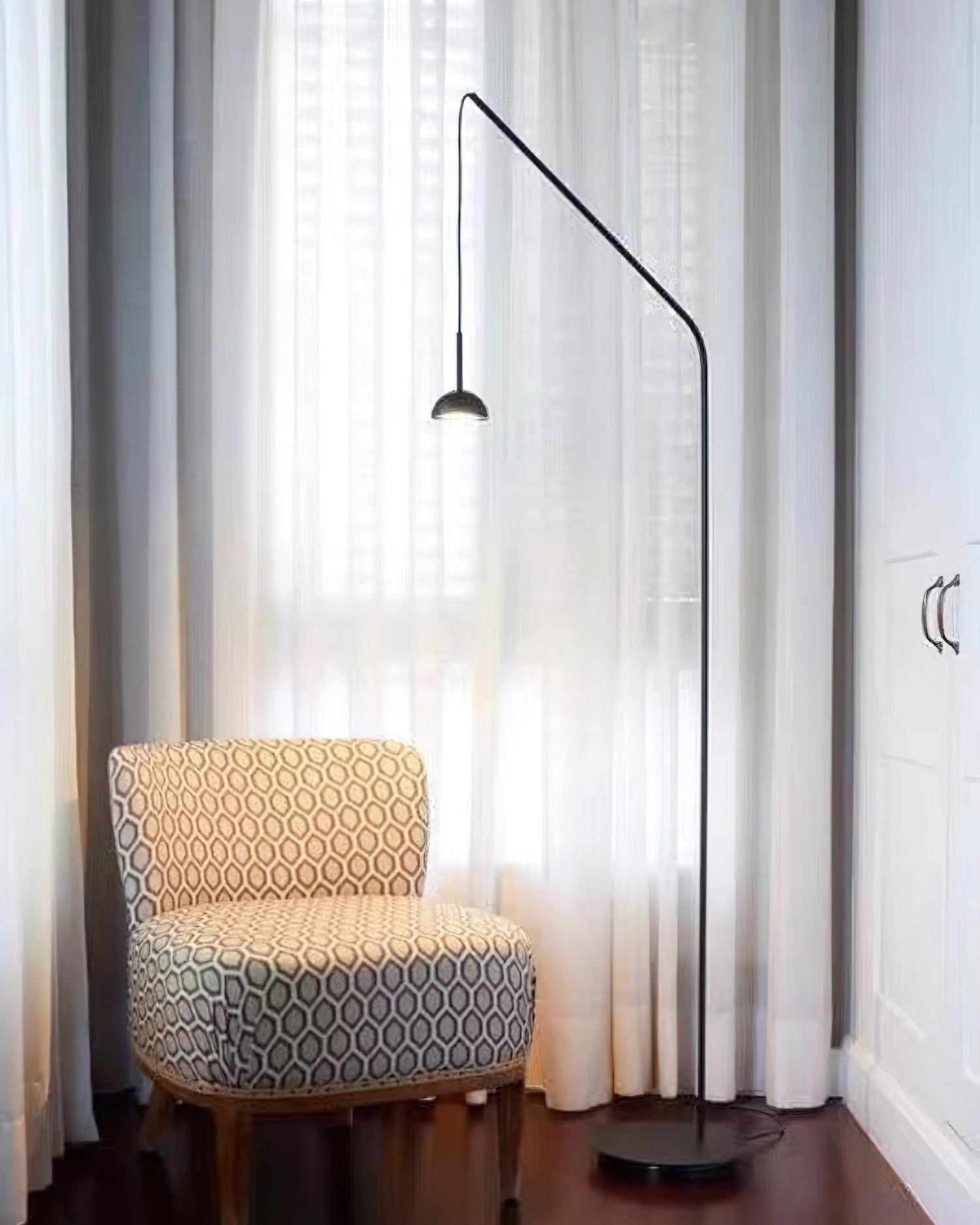 Cupolina Modern Dome Standing Floor Lamp with Minimalist Curved Black Metal Body