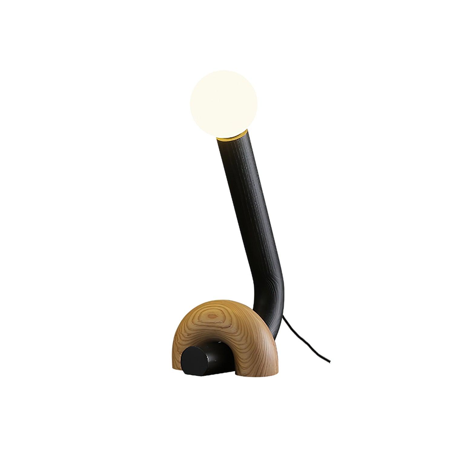 Modern Wood Curled Table Lamp Sculptural Bedside Light for Living Room and Bedroom