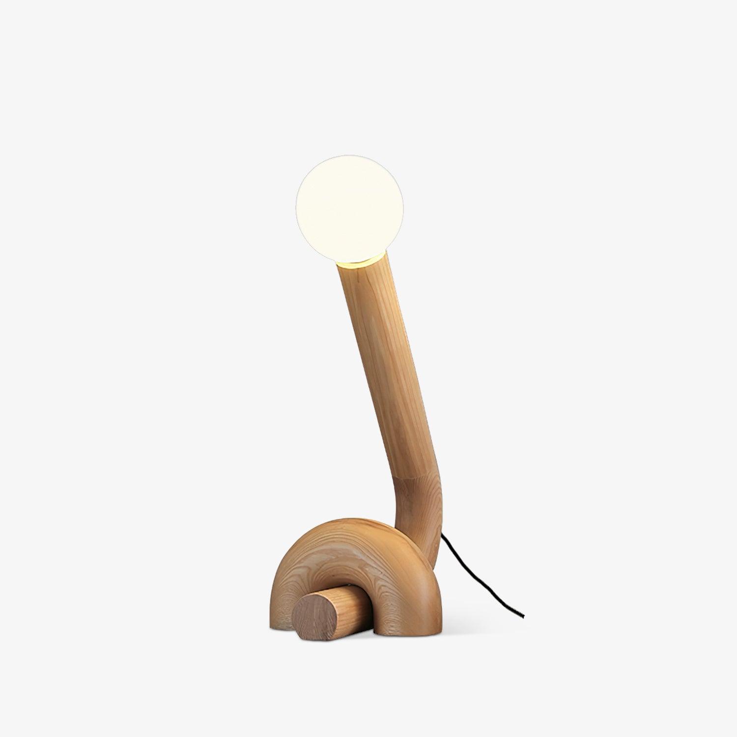 Modern Wood Curled Table Lamp Sculptural Bedside Light for Living Room and Bedroom