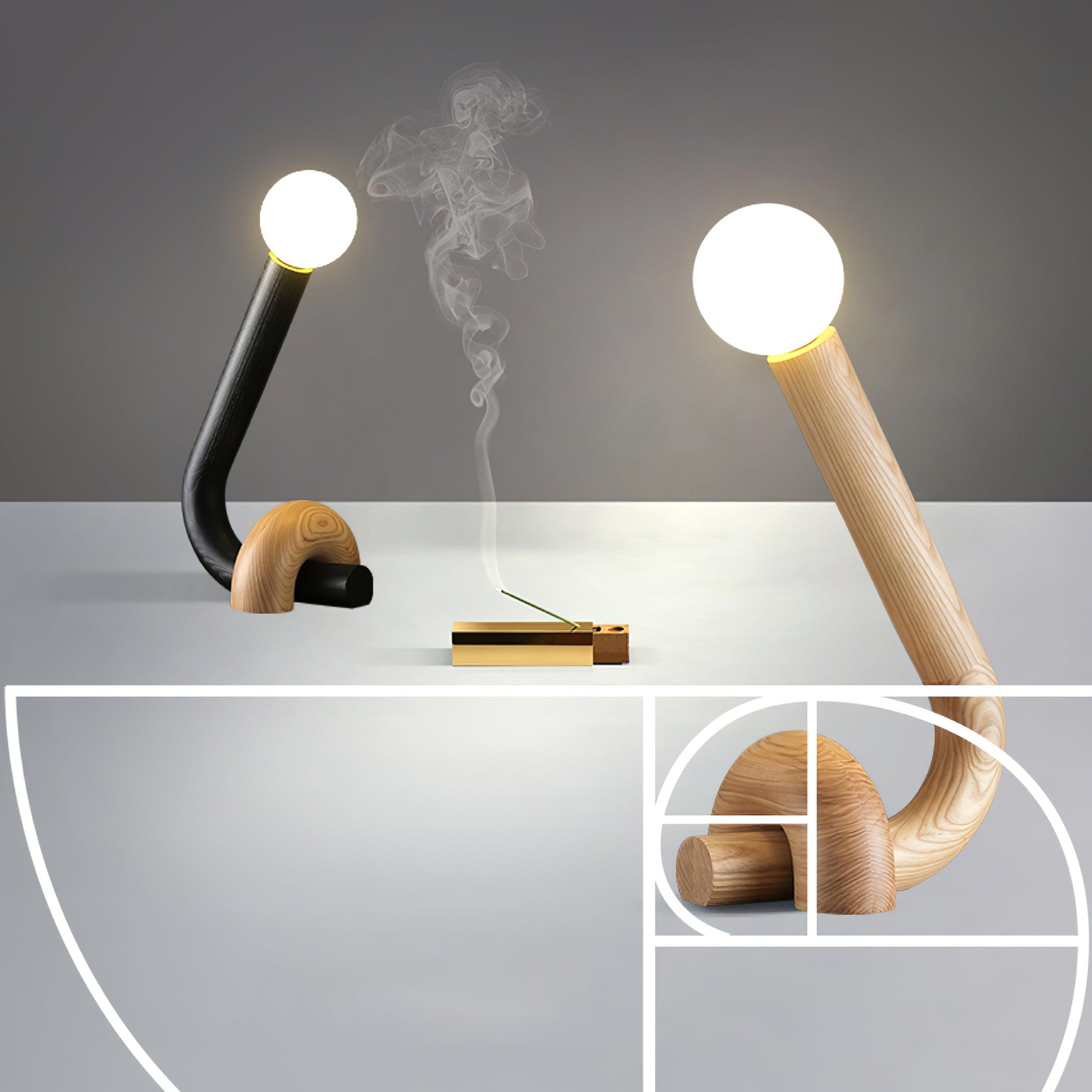 Modern Wood Curled Table Lamp Sculptural Bedside Light for Living Room and Bedroom