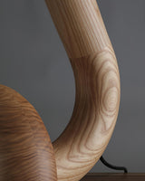 Modern Wood Curled Table Lamp Sculptural Bedside Light for Living Room and Bedroom