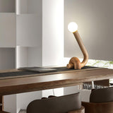 Modern Wood Curled Table Lamp Sculptural Bedside Light for Living Room and Bedroom