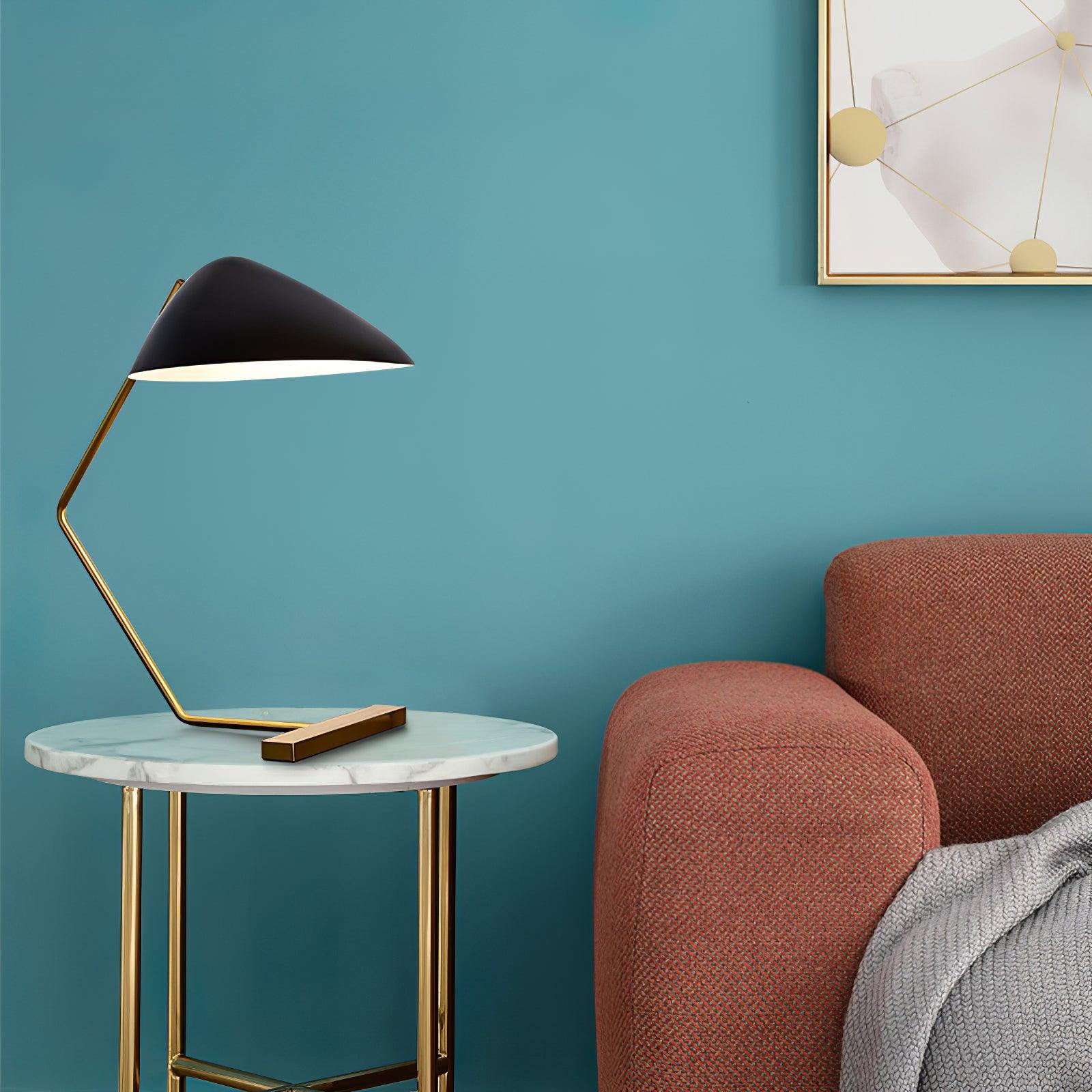Modern Curvilinear Mid Century Table Lamp with Tilting Shell Shade for Desk and Nightstand
