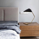 Modern Curvilinear Mid Century Table Lamp with Tilting Shell Shade for Desk and Nightstand