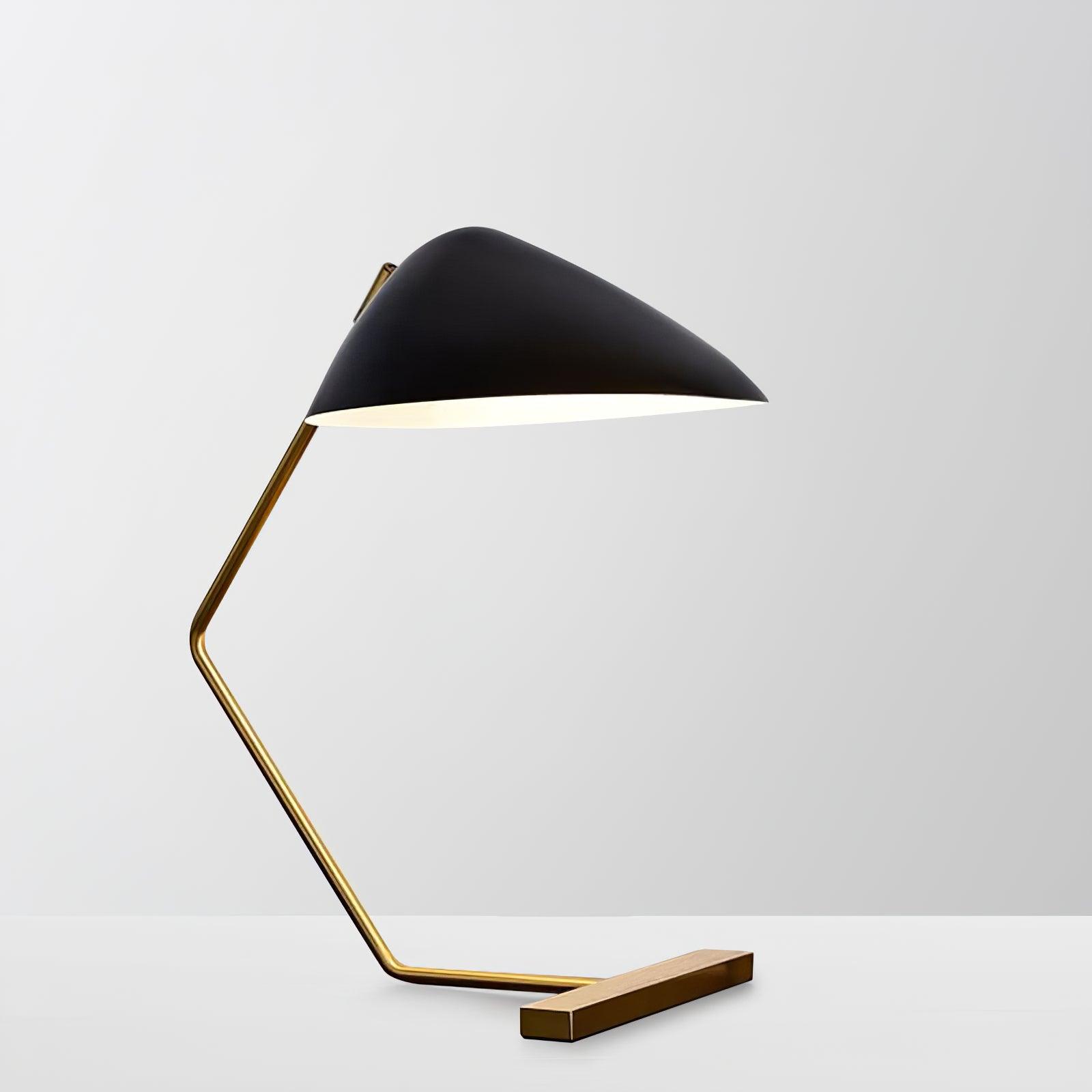 Modern Curvilinear Mid Century Table Lamp with Tilting Shell Shade for Desk and Nightstand