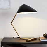 Modern Curvilinear Mid Century Table Lamp with Tilting Shell Shade for Desk and Nightstand
