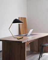 Modern Curvilinear Mid Century Table Lamp with Tilting Shell Shade for Desk and Nightstand