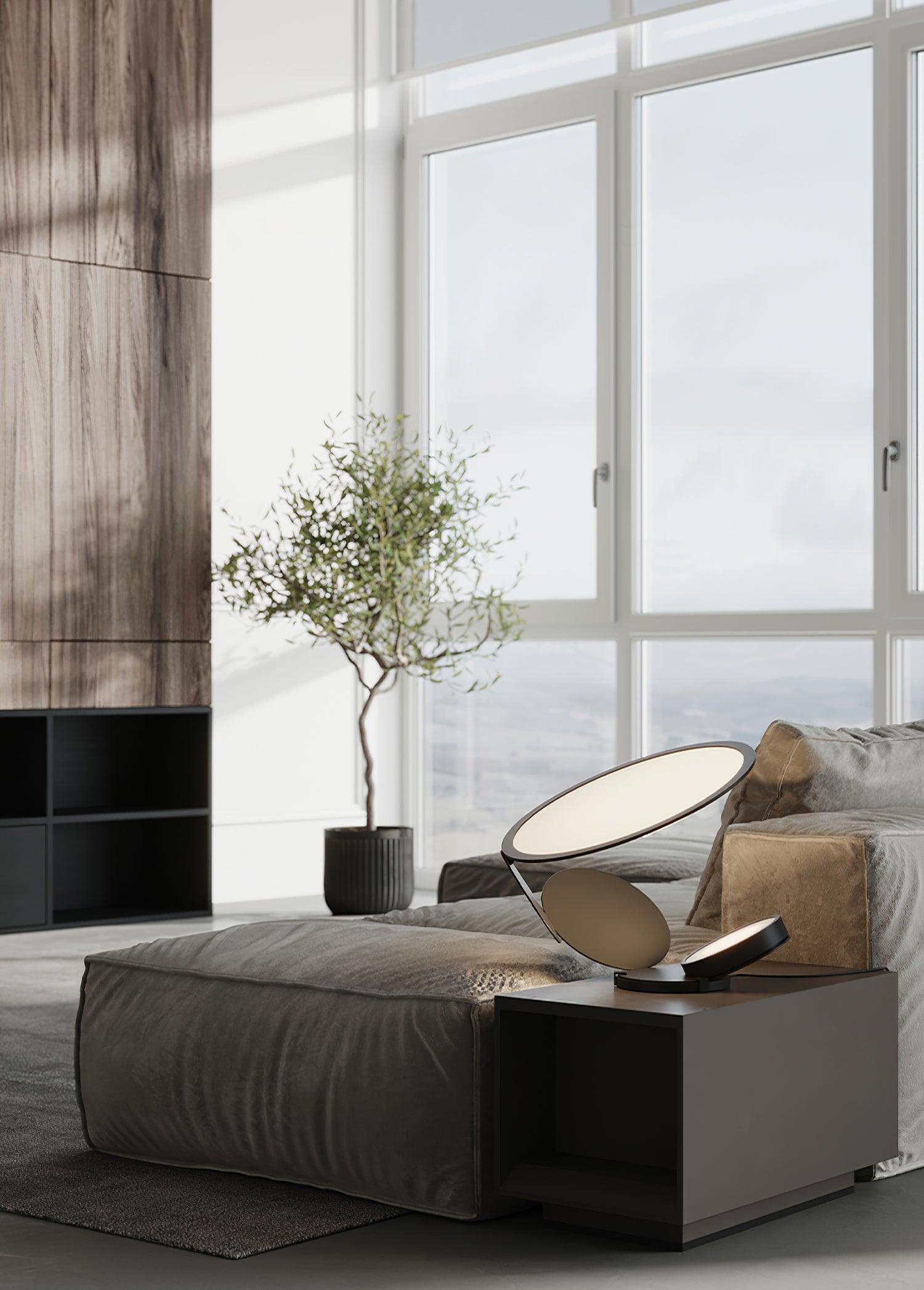 Modern Geometric Cut Adjustable Table Lamp with Integrated LED Lighting