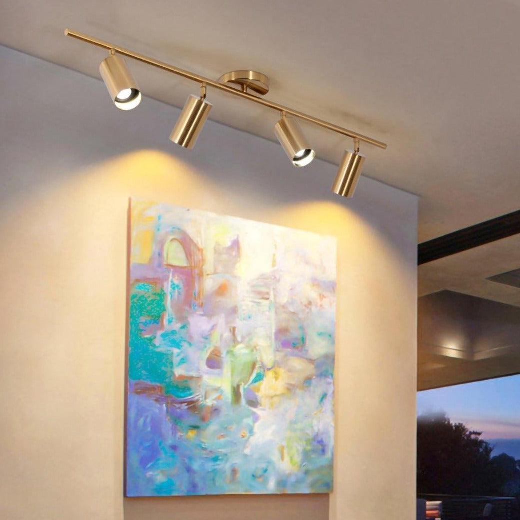 Rotatable Brass Cylinder Spotlight Flush Mount Ceiling Light for Modern Interiors