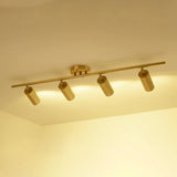 Rotatable Brass Cylinder Spotlight Flush Mount Ceiling Light for Modern Interiors