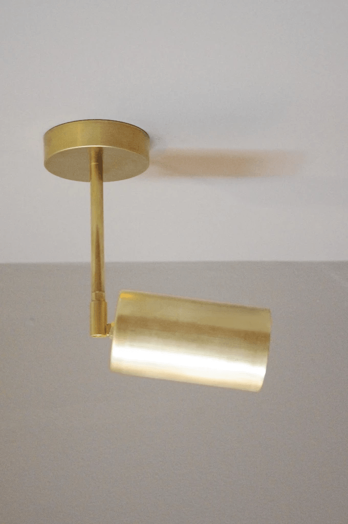 Rotatable Brass Cylinder Spotlight Flush Mount Ceiling Light for Modern Interiors