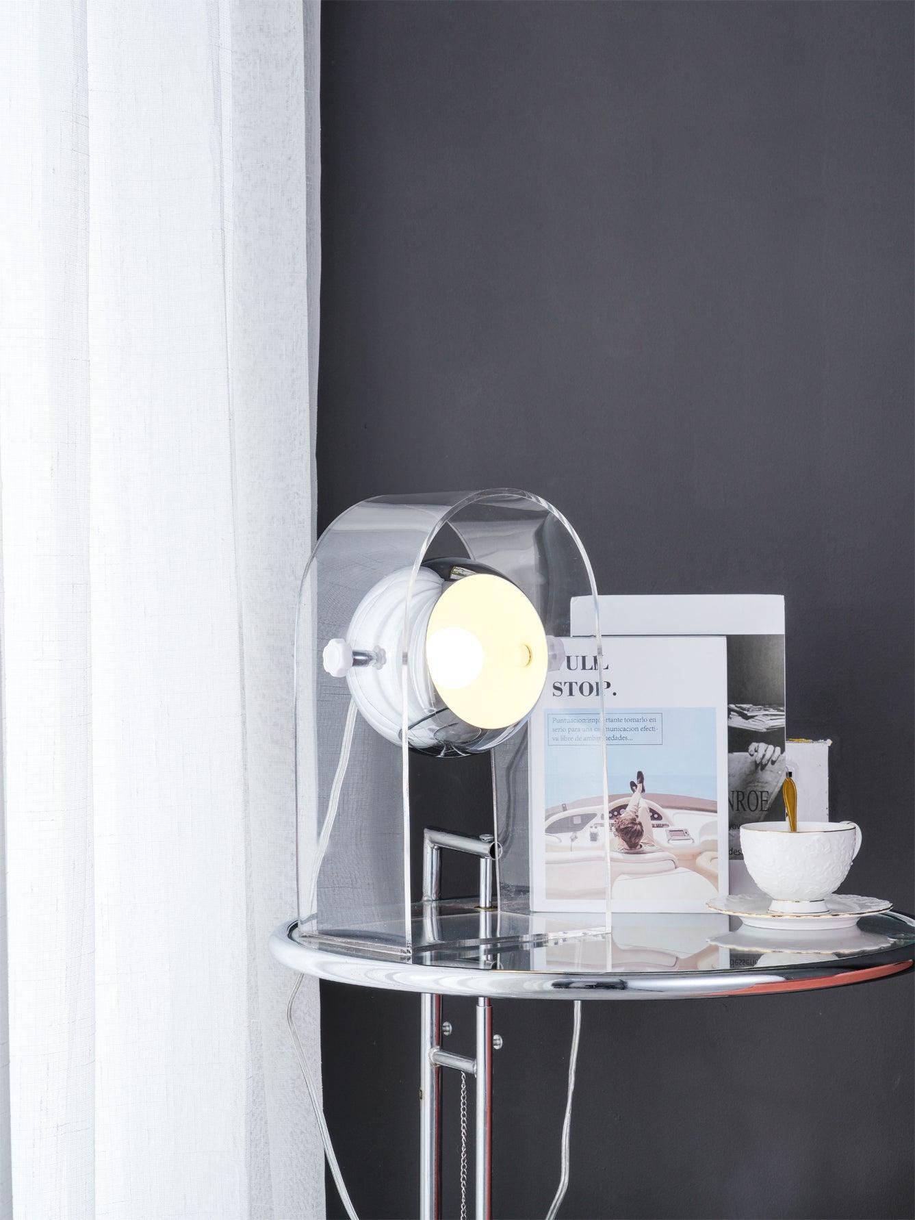 Retro Acrylic and Chrome Sphere Table Lamp Mid Century Modern Side Light