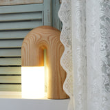 Contemporary Arch Wood LED Table Lamp Minimalist U Shaped Desk Light for Home and Office