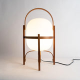 Modern Portable Glass Lantern Table Lamp with Wood Handle and Glass Shade for Ambient Lighting