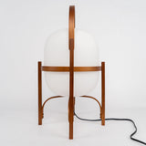 Modern Portable Glass Lantern Table Lamp with Wood Handle and Glass Shade for Ambient Lighting