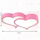 Modern Dimmable Heart Shaped LED Flush Mount Ceiling Light with Remote Control Metal Fixture