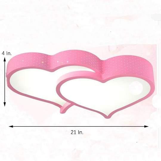 Modern Dimmable Heart Shaped LED Flush Mount Ceiling Light with Remote Control Metal Fixture