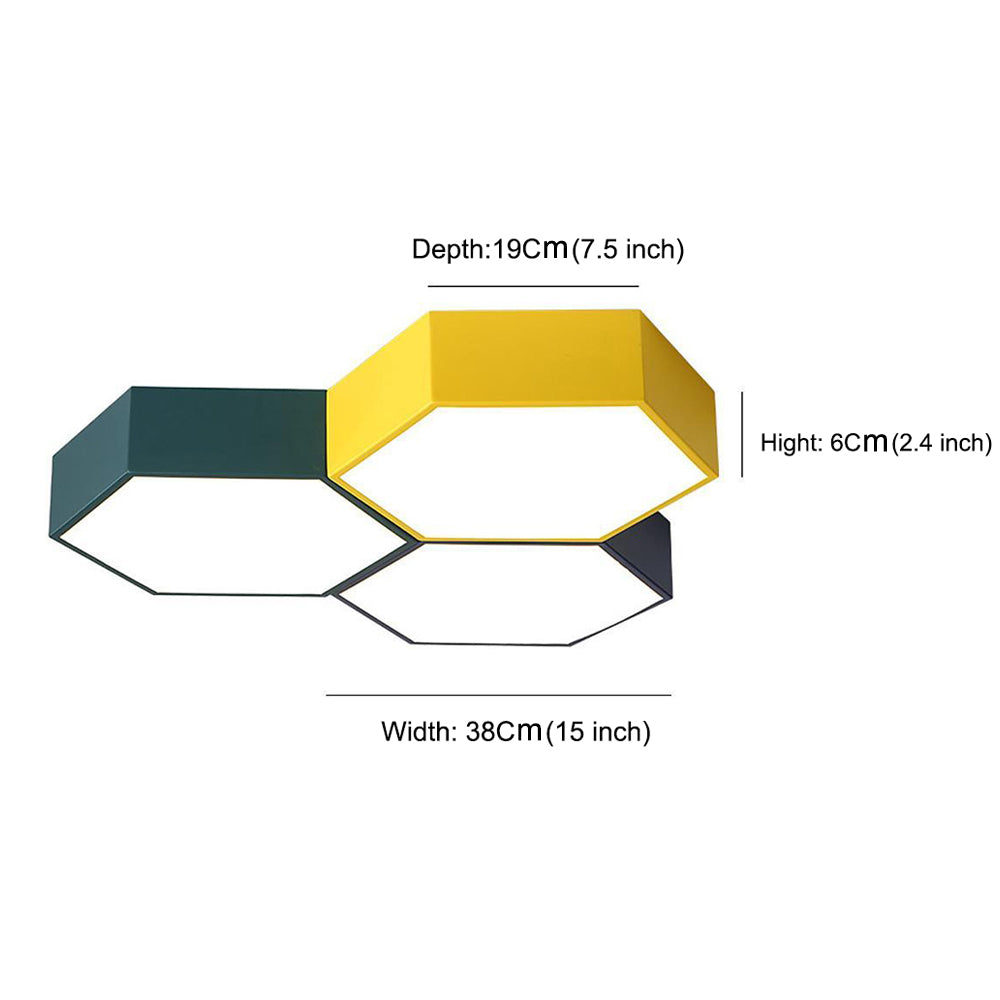 Modern Geometric LED Ceiling Light Fixture with Wireless Control Flush Mount Acrylic Lamp