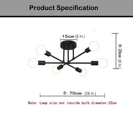 Contemporary 6 Light Geometric Sputnik Semi Flush Mount Ceiling Fixture