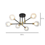 Modern 6 Light Glass Globe Sputnik Flush Mount LED Ceiling Light for Bedroom and Living Room