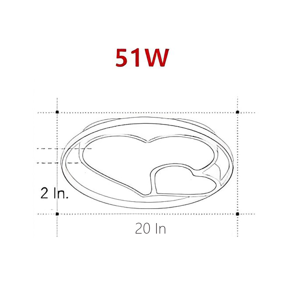 Modern Heart Circle Dimmable LED Flush Mount Ceiling Light with Remote Control