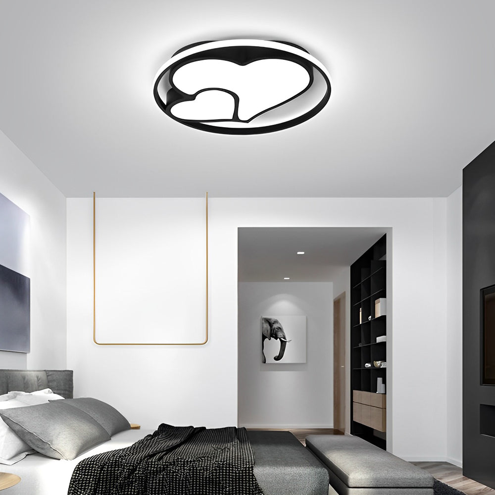 Modern Heart Circle Dimmable LED Flush Mount Ceiling Light with Remote Control