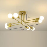 Modern 8 Light Linear Gold Flush Mount Metal Ceiling Light for Contemporary Home Decor
