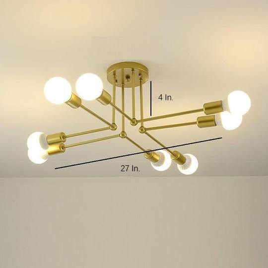 Modern 8 Light Linear Gold Flush Mount Metal Ceiling Light for Contemporary Home Decor