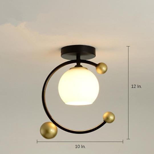 Modern Nordic Glass Globe Flush Mount Ceiling Light for Kitchen Sink Artistic Metal Fixture