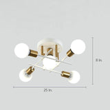 Geometric Nordic Semi Flush Mount Ceiling Light 5 Light Metal Artistic Fixture for Modern Home Lighting