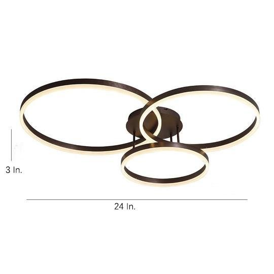 Contemporary Three Ring LED Flush Mount Ceiling Light Dimmable Geometric Metal Fixture
