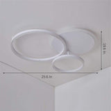 Modern 3 Layer Circle LED Flush Mount Ceiling Light Dimmable 26 Inch White Black Brown