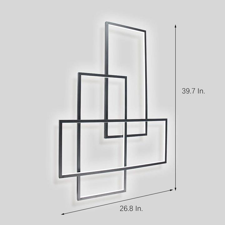 Modern Geometric LED Ceiling Light Overlapping Rectangles Flush Mount Aluminum Fixture