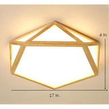 Geometric Rustic Bamboo LED Flush Mount Ceiling Light Modern Wood Indoor Fixture