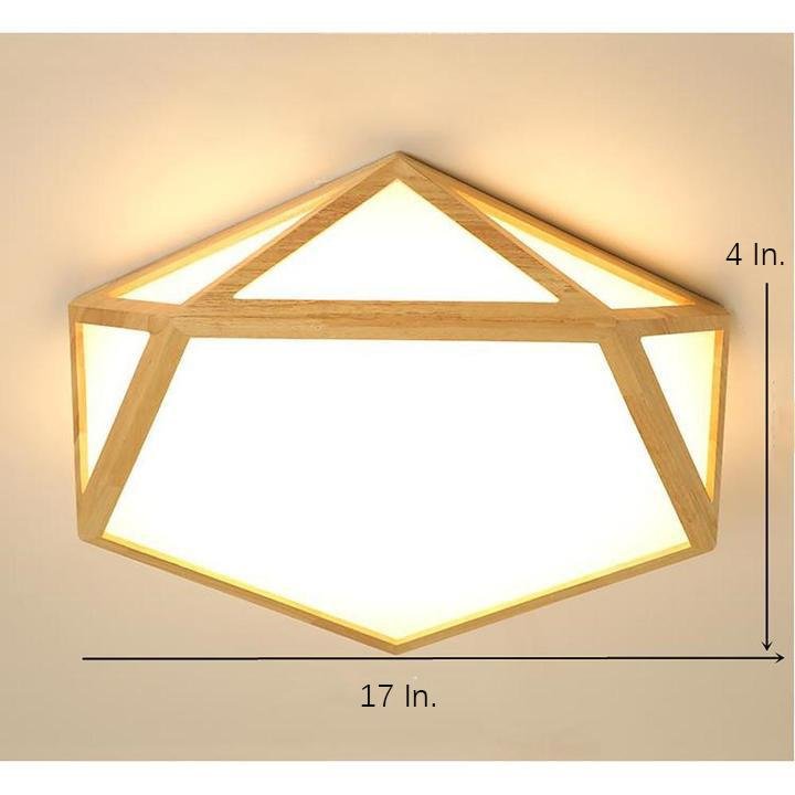 Geometric Rustic Bamboo LED Flush Mount Ceiling Light Modern Wood Indoor Fixture
