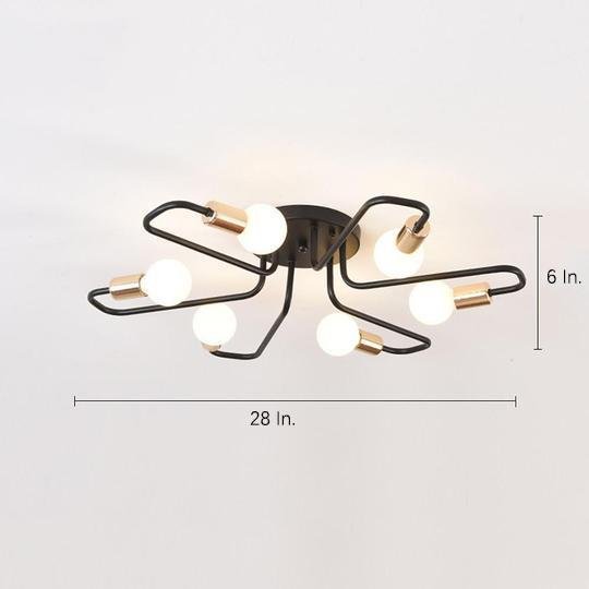 Modern 6 Light Metal Flower Shaped Flush Mount Ceiling Light for Living Room and Bedroom