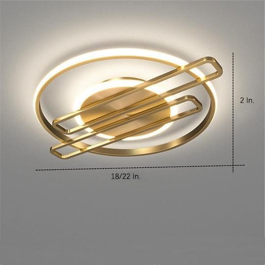 Modern Circular Linear LED Ceiling Light Dimmable Nordic Cluster Flush Mount Metal Fixture