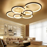 Modern Geometric Overlapping Ring LED Semi Flush Mount Ceiling Light for Living Room