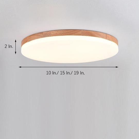 Minimalist Circular Bamboo Wood LED Flush Mount Light with Acrylic Shade