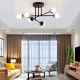 Modern 6 Light Glass Globe LED Flush Mount Ceiling Lamp for Living Room and Bedroom Lighting