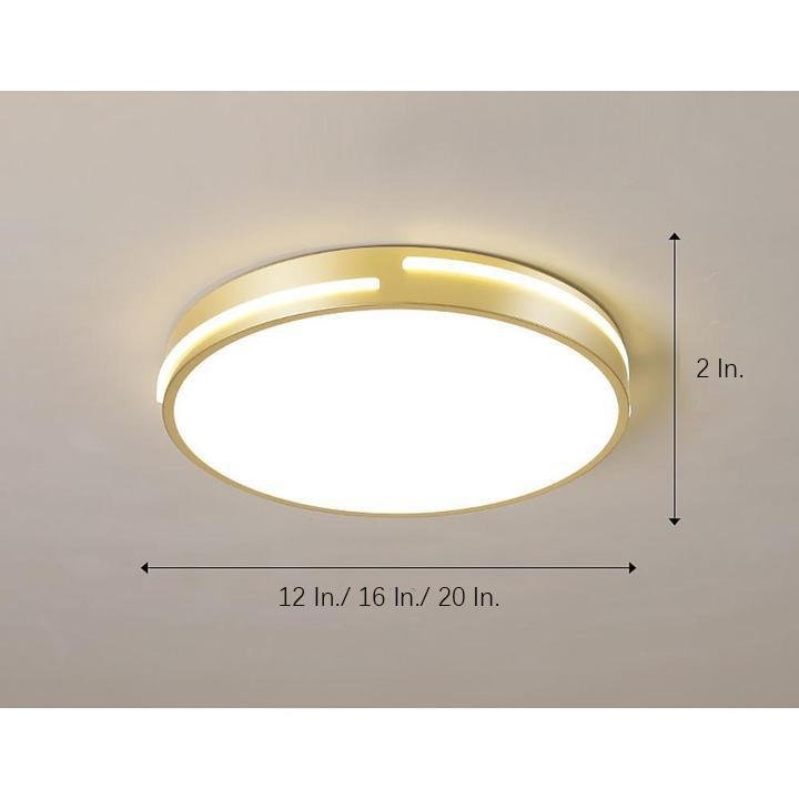 Modern Gold Dimmable LED Round Flush Mount Ceiling Light for Bedroom and Hallway