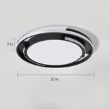 Modern Circular Black Flush Mount LED Ceiling Light Nordic Dimmable Round Fixture 20 Inch