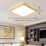 Natural Bamboo Round LED Flush Mount Ceiling Light for Modern Kitchen Living Room and Bedroom
