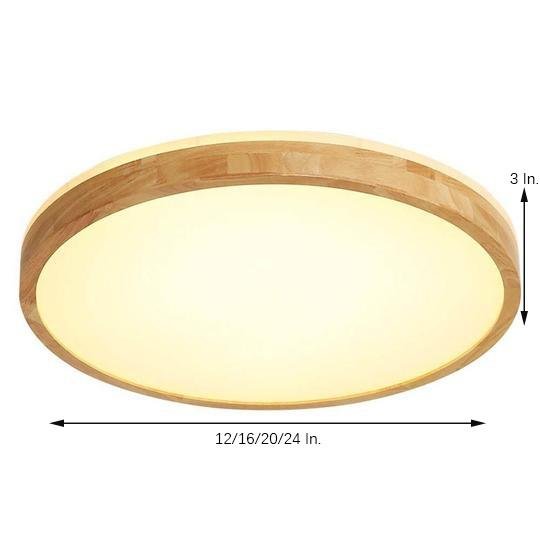 Natural Bamboo Round LED Flush Mount Ceiling Light for Modern Kitchen Living Room and Bedroom