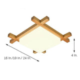 Square Natural Wood LED Flush Mount Ceiling Light Dimmable Modern Nordic Fixture for Home